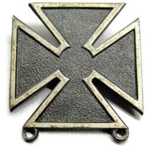 Antique Black Marksmanship Badge Cross Sterling Silver 925 Pin Heavy Patina WWII